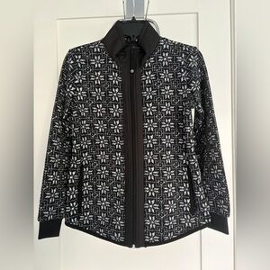 T by Talbots navy/Black and White Snowflake sweater/Jacket